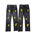 CHROME HEARTS Saoya Cross stitch leather jeans
