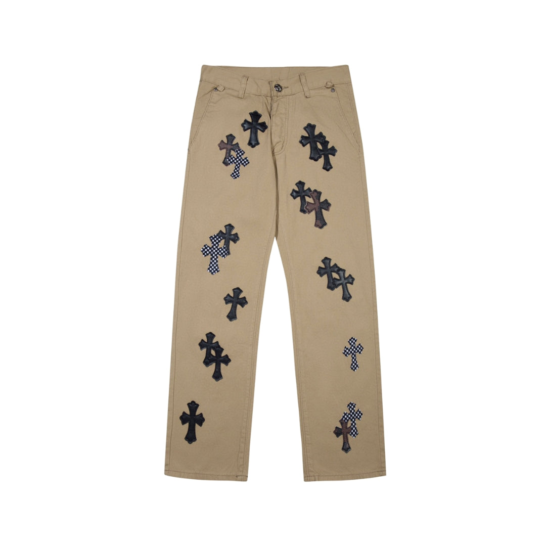 CHROME HEARTS Khaki Chino Cross Patch Pants