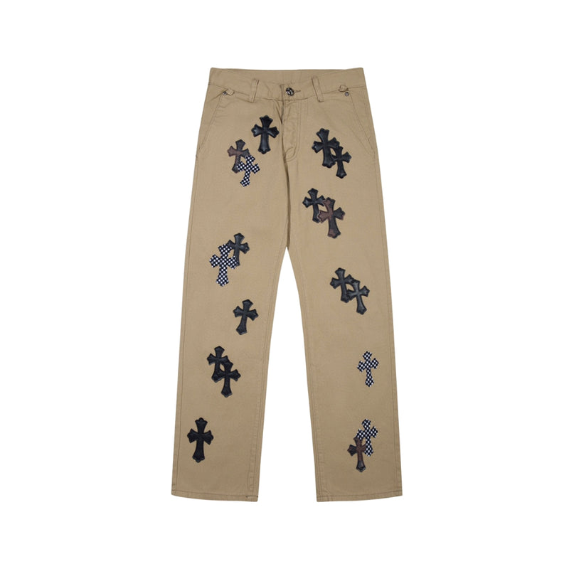 CHROME HEARTS Khaki Chino Cross Patch Pants