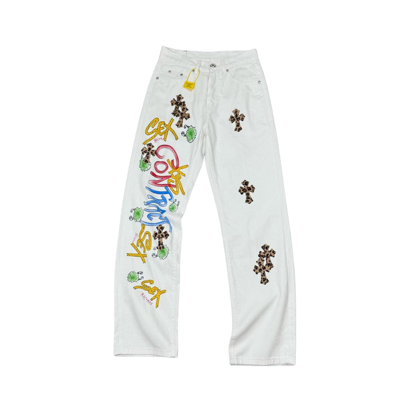 CHROME HEARTS Saoya Graffiti Jeans White