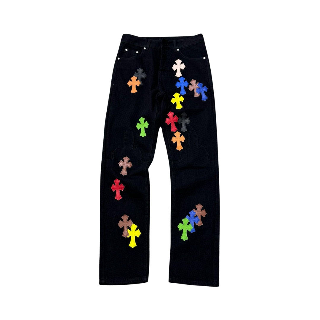 CHROME HEARTS Saoya Patchwork Leather Jeans