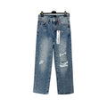PURPLE BRAND Dritti Blu Strappati Con Perle