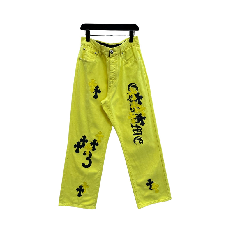 CHROME HEARTS Croce E Borchie Argento Gialli Jeans