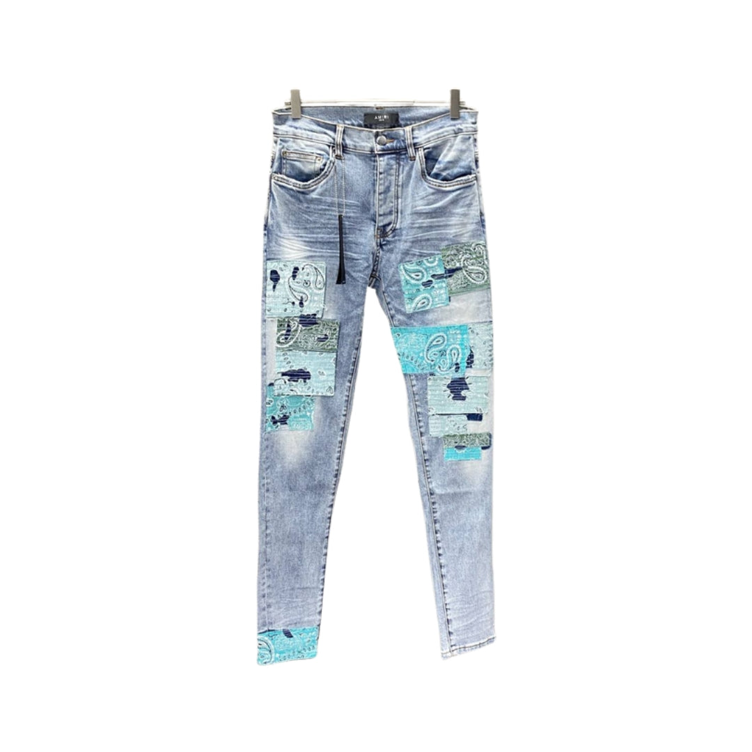 AMIRI High-rise patchwork-detail jeans