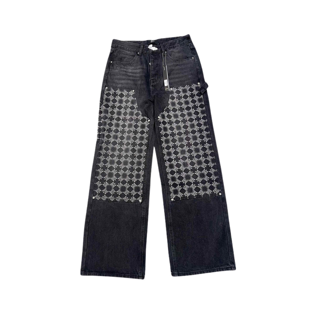 AMIRI Doppio Ginocchio Con Cuciture Nere Pantaloni