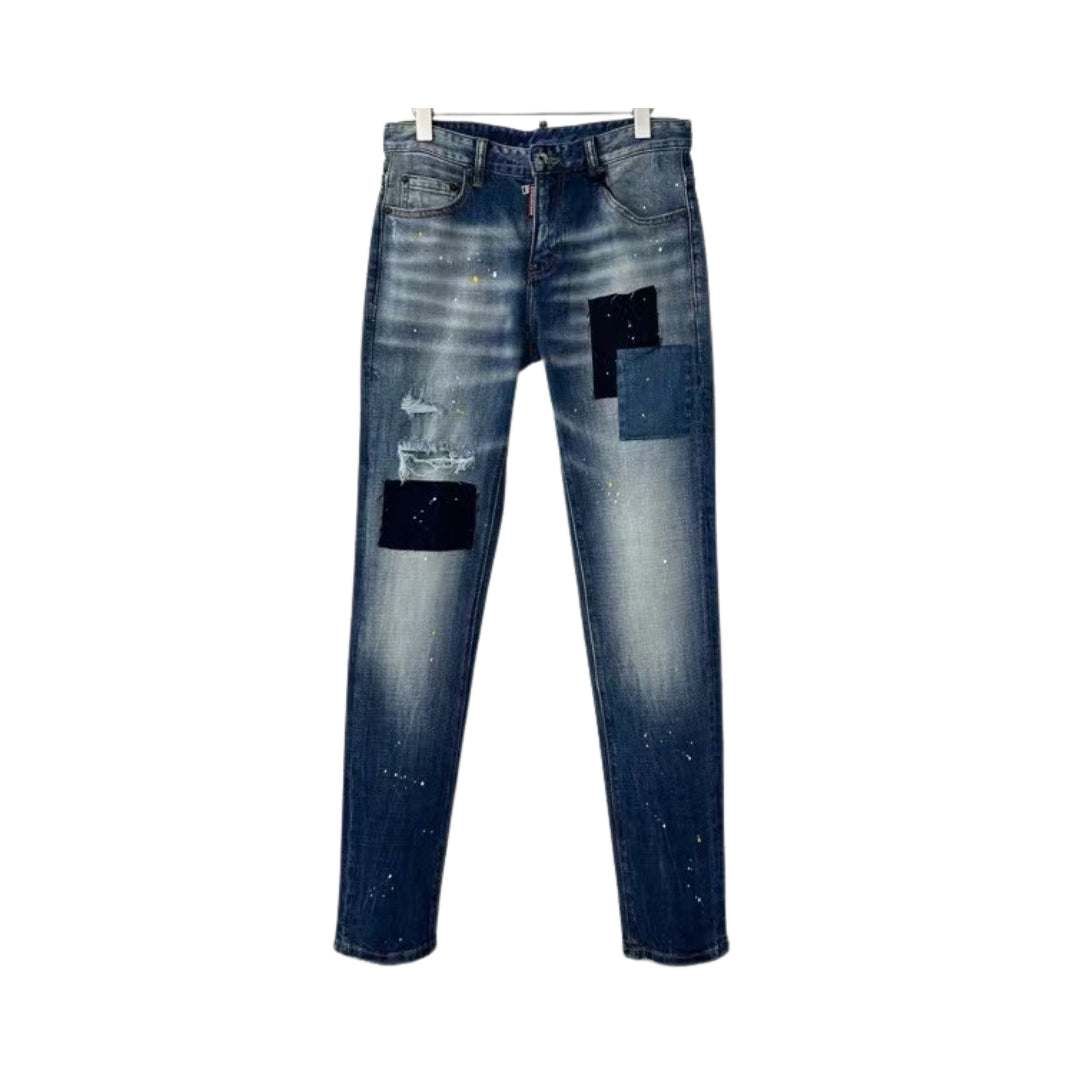 DSQUARED2 Logo In Pelle Blu Jeans