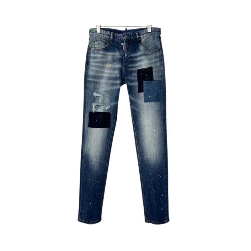 DSQUARED2 Logo In Pelle Blu Jeans