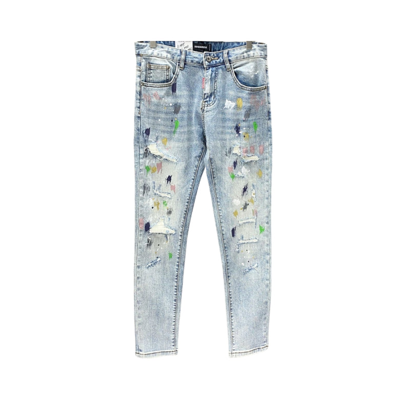 DSQUARED2 Schizzati Di Vernice E Strappati Blu Jeans