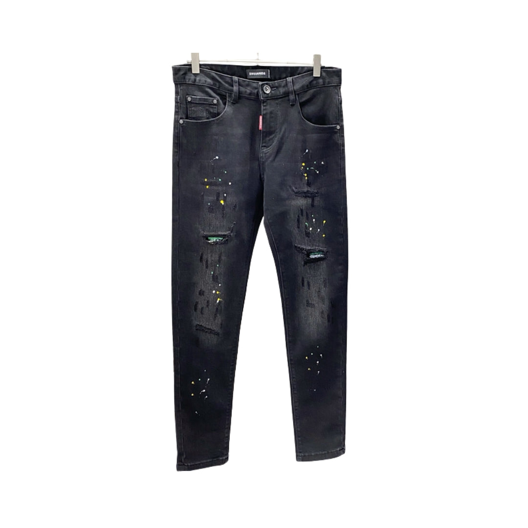 DSQUARED2 Riparati Con Pittura Multicolore Neri Jeans