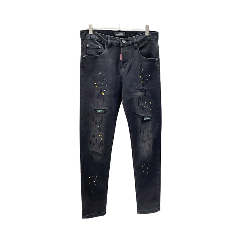 DSQUARED2 Riparati Con Pittura Multicolore Neri Jeans