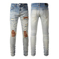 AMIRI Men Pleated Patch Biker Jeans