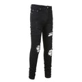 AMIRI White Patch Ripped Biker Jeans