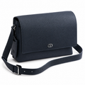 Dior CD Icon Messenger Bag with Flap Navy Blue Matte Grained Calfskin