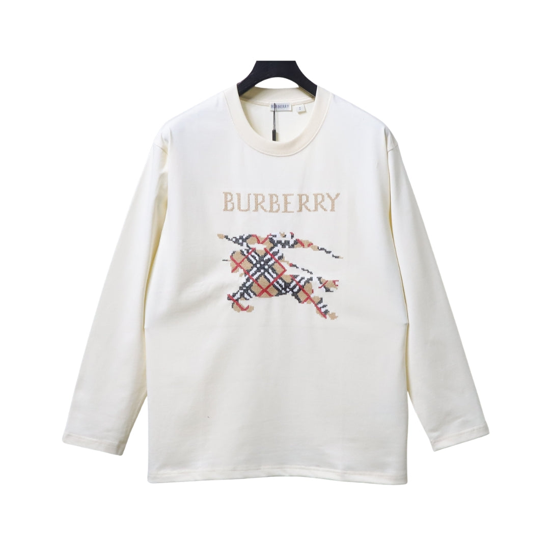 Burberry Cotone con Logo Ricamato Beige