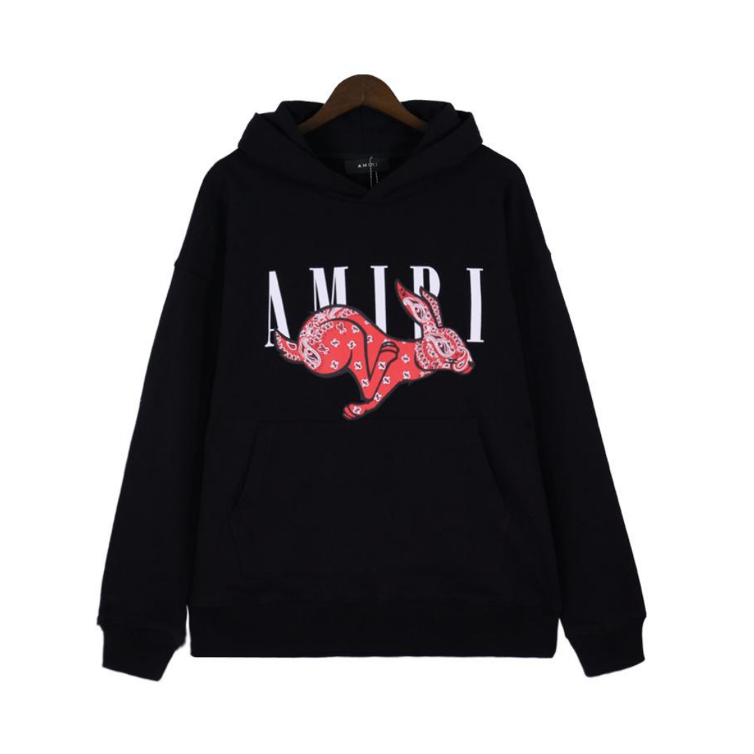 Amiri rabbit-appliqué Cotton Hoodie
