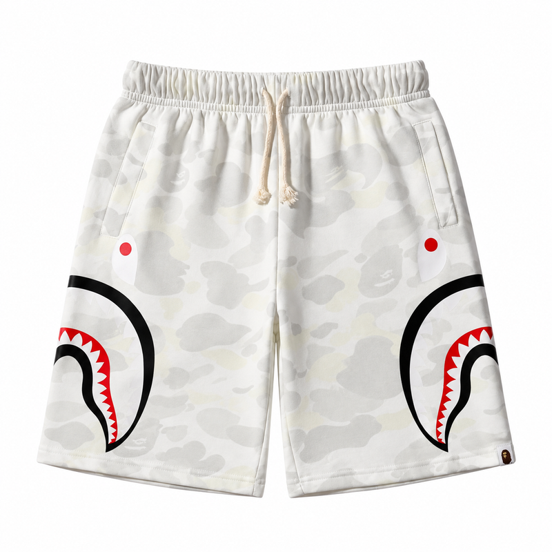 BAPE City Camo Side Shark Sweat Shorts White