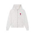 AMI Paris Hoodie Zip Up White/Red Logo