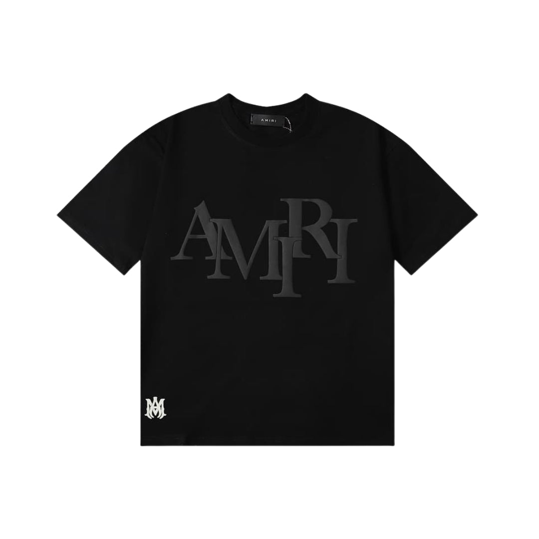 Amiri Staggered Logo Black T-Shirt