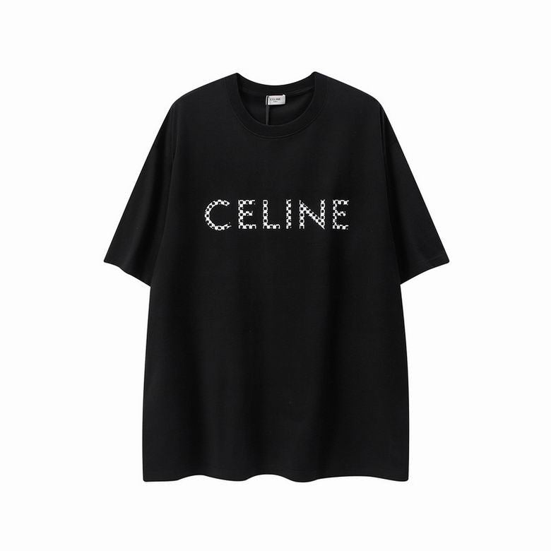 Celine Studded Logo Cotton Jersey T-Shirt — Black