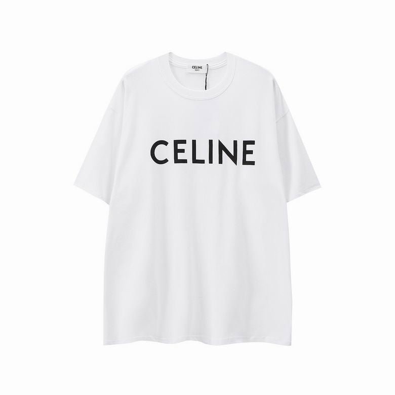 Celine Logo Cotton Jersey T-Shirt — White