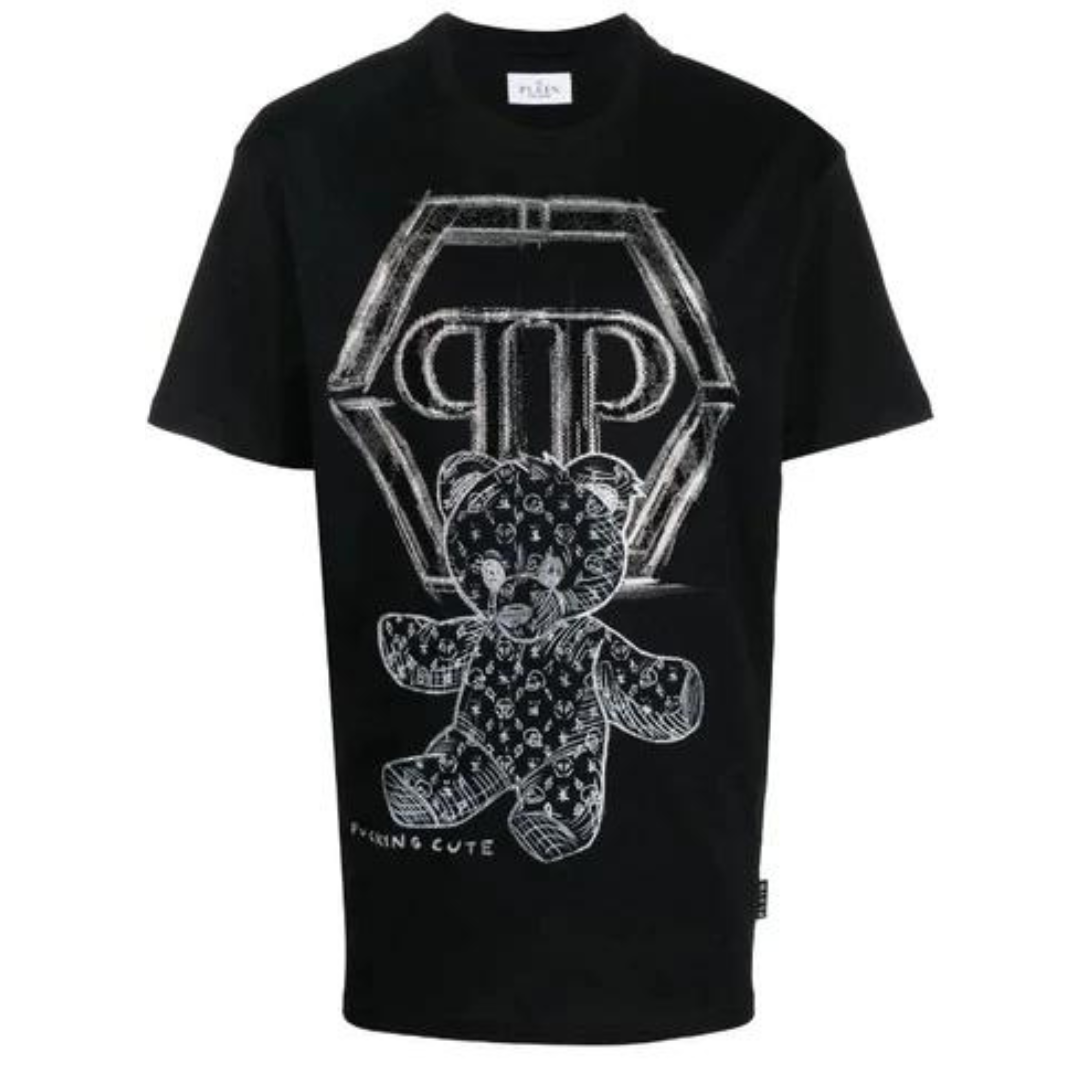 Philipp Plein Teddy Bear Printed T-Shirt — Black