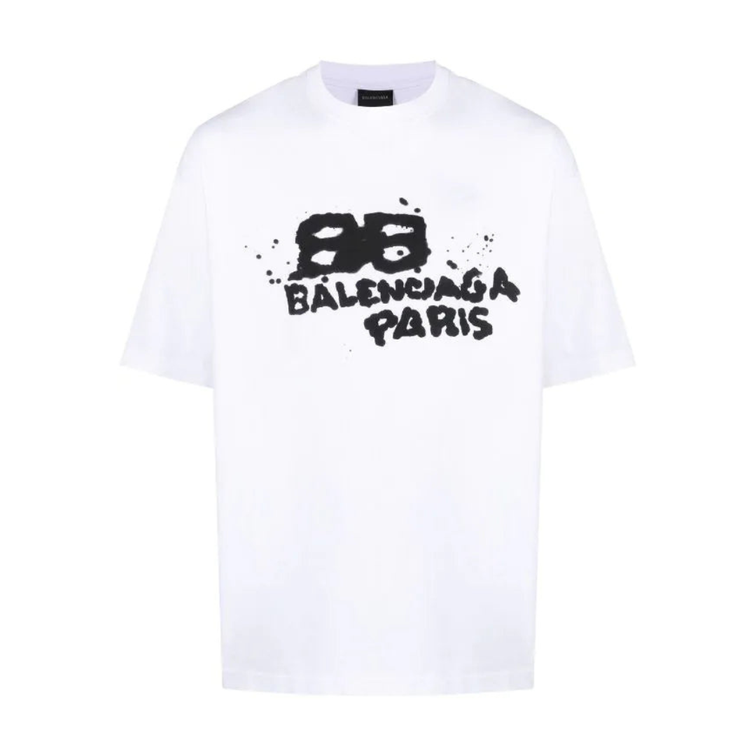 Balenciaga Men’s White Paris Printed T-Shirt