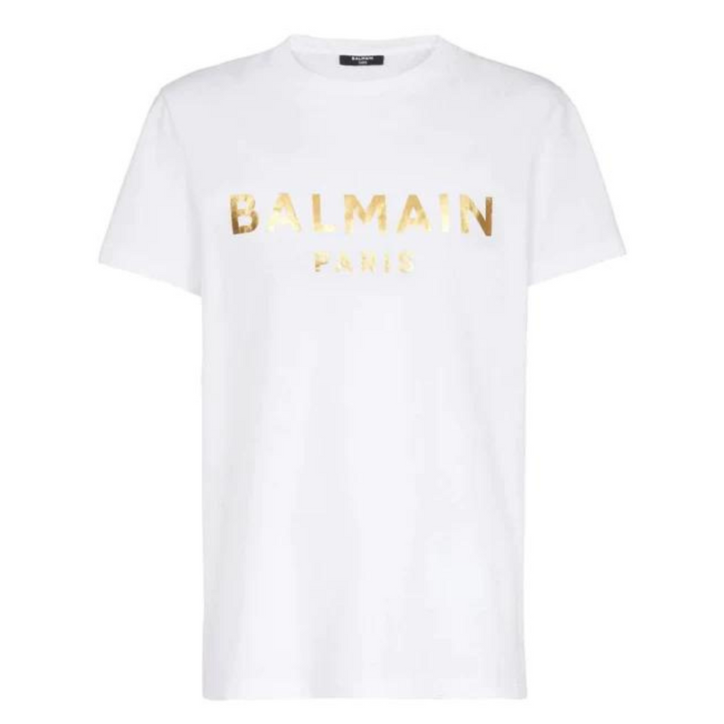 Balmain Metallic Logo Tshirt White Gad
