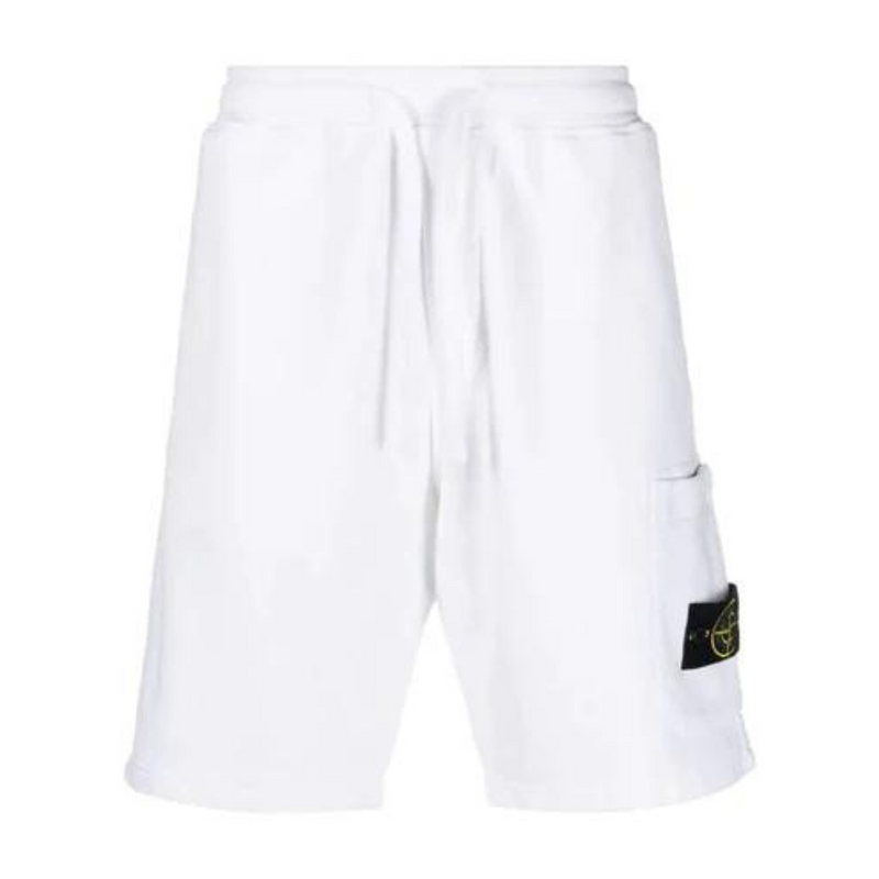Stone Island Logo Cotton Shorts White