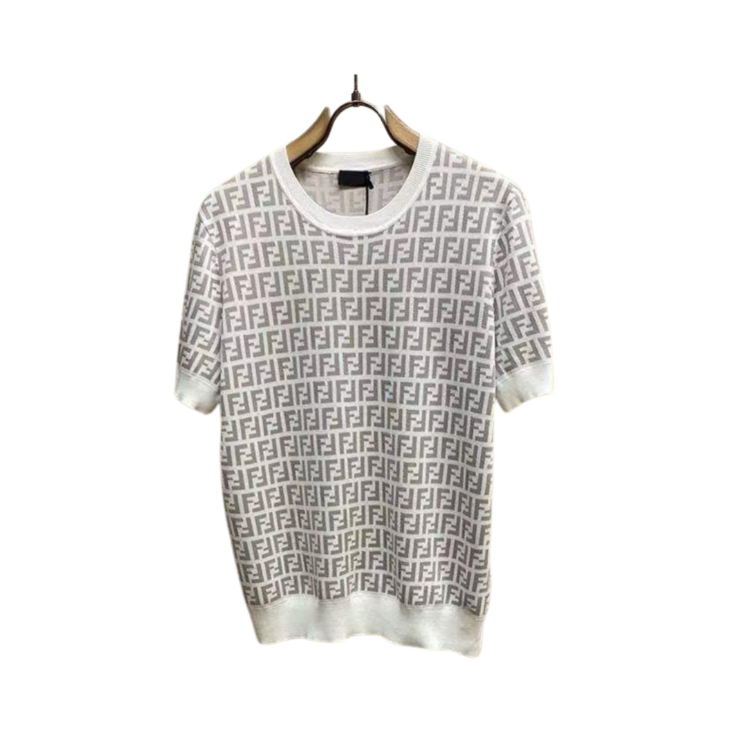 Fendi Hollowout full print knit short sleeve