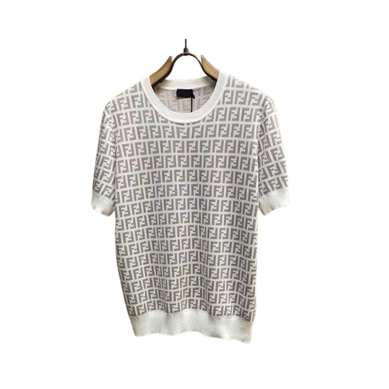 Fendi Hollowout full print knit short sleeve