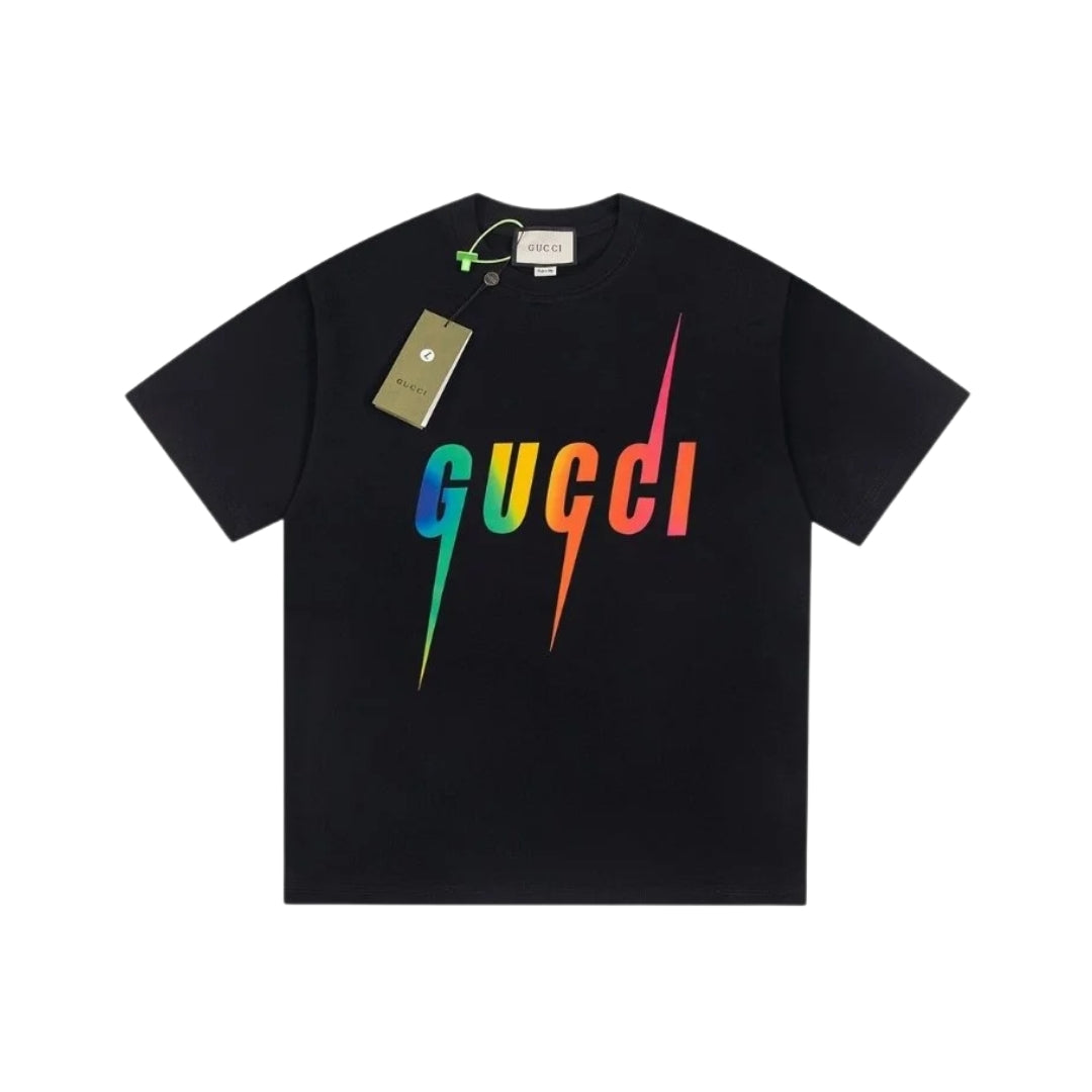 Gucci Rainbow Logo Black T-Shirt