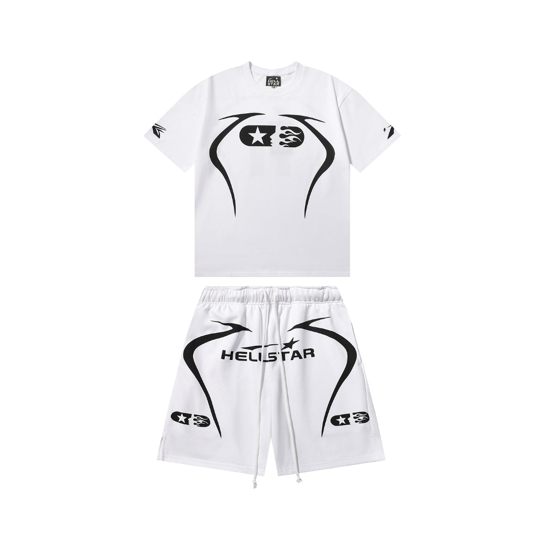 Hellstar Graphic Print Shorts and Tee White