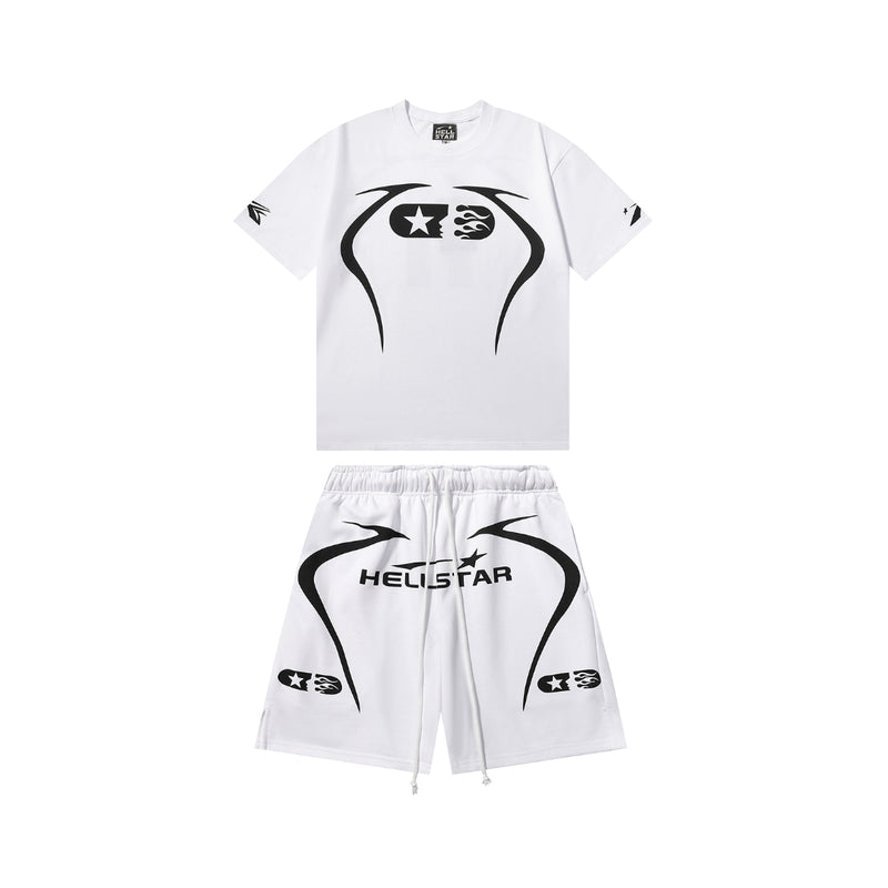 Hellstar Graphic Print Shorts and Tee White