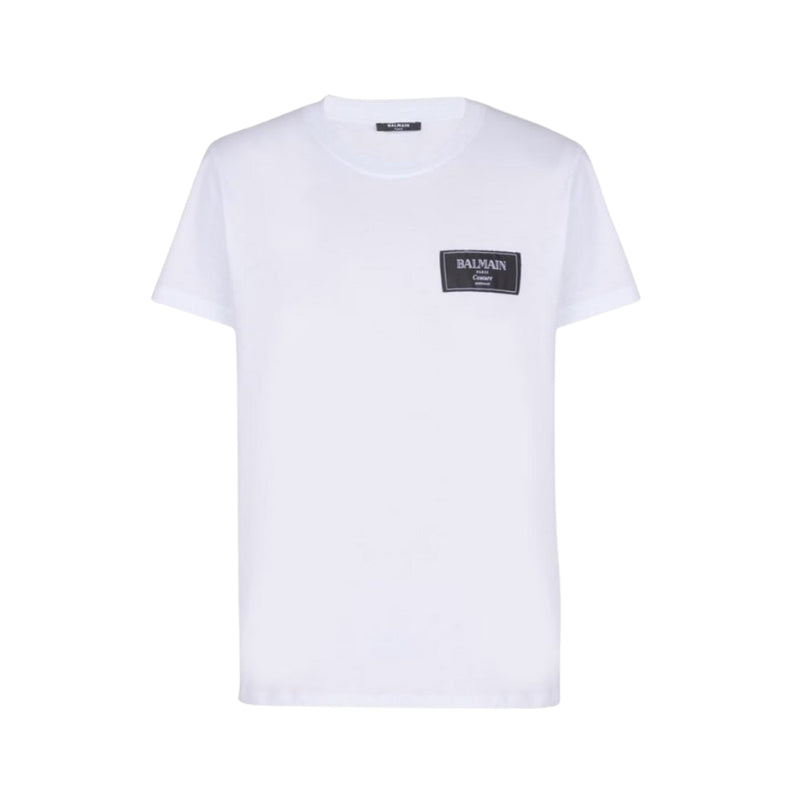 Balmain T-Shirt With Logo Patch White
