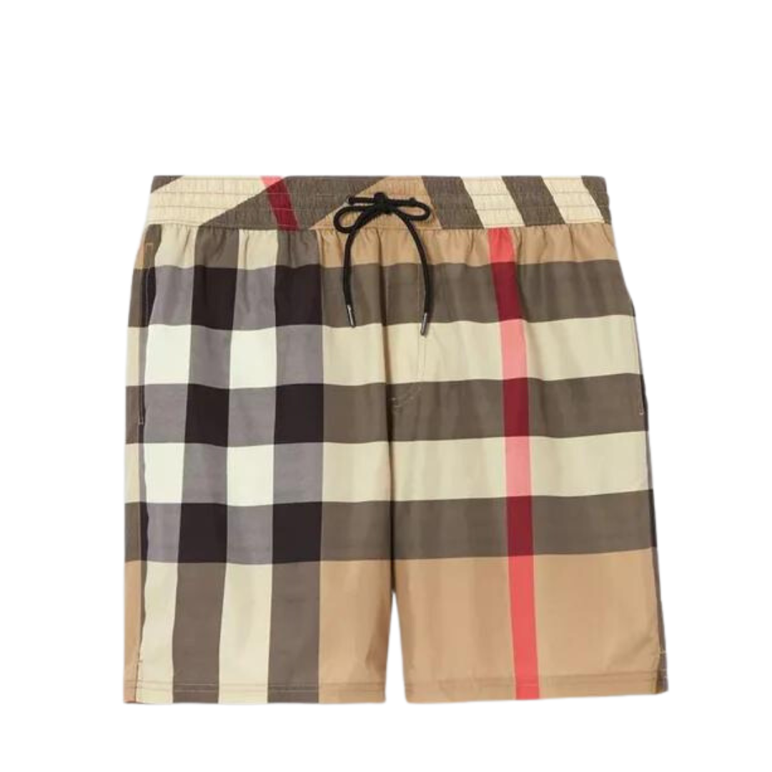 Burberry Men's Brown Check Mesh Drawstring Shorts