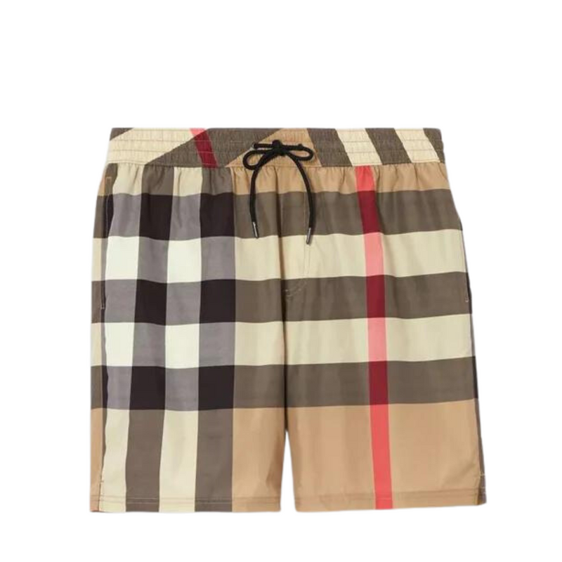 Burberry Men's Brown Check Mesh Drawstring Shorts