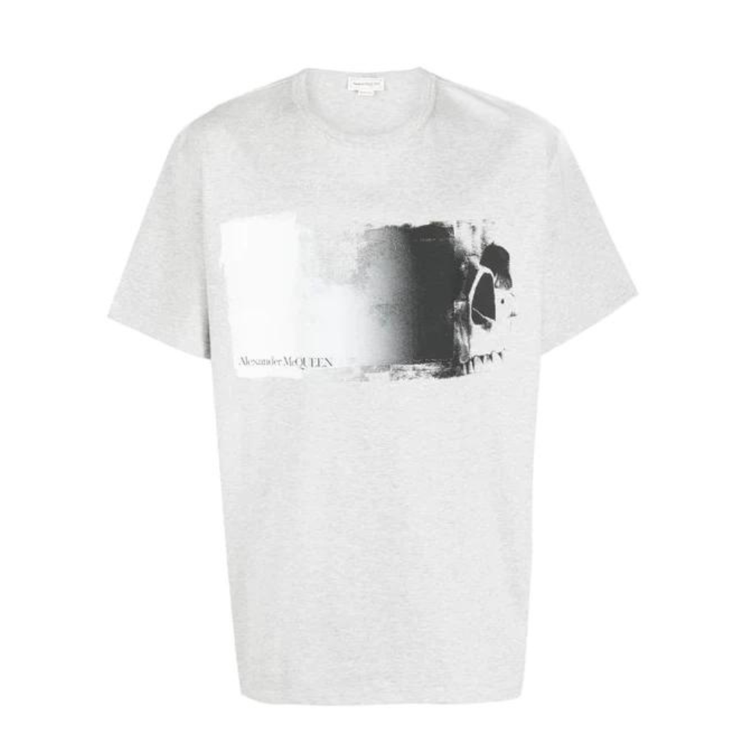 Alexander McQueen Gray t-shirt with Graffiti logo print