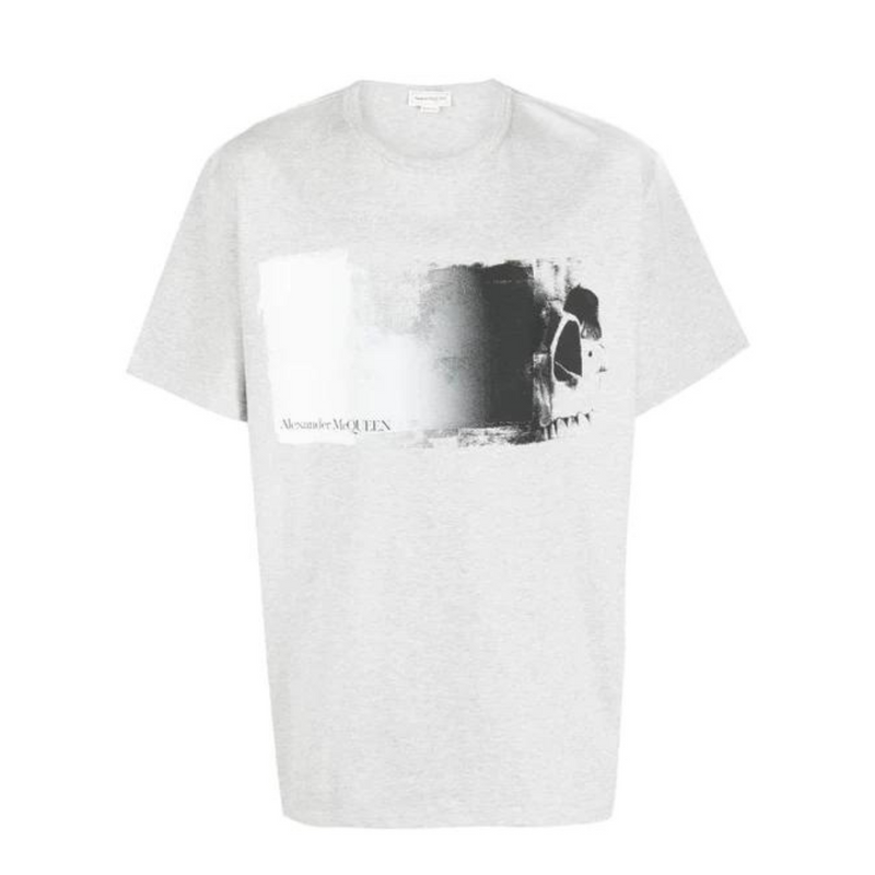 Alexander McQueen Gray t-shirt with Graffiti logo print