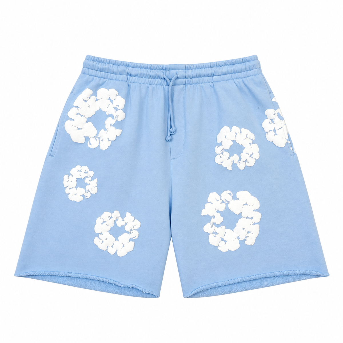 Denim Tears Pantaloncini da tuta The Cotton Wreath “Azzurro Cipria”