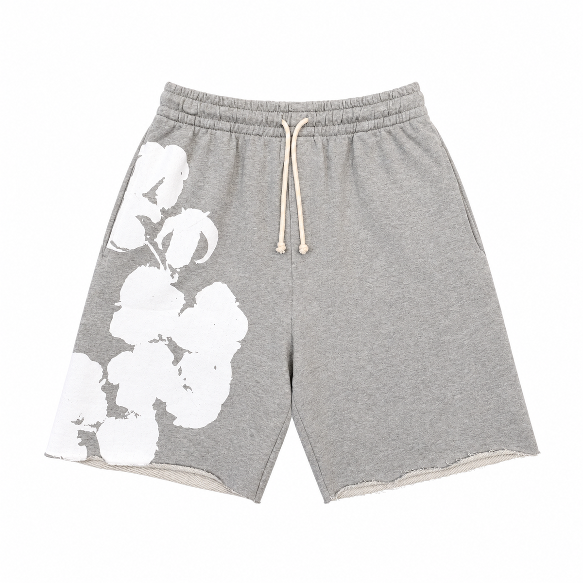 Denim Tears Pantaloncini Felpati Con Ghirlanda Jumbo Grigio