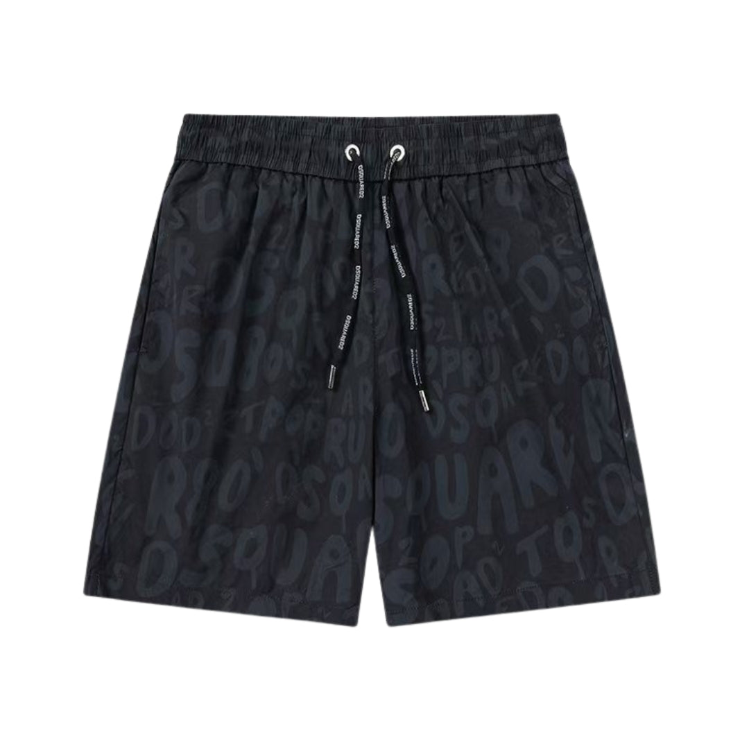 Dsquared2 Stampa Totale Neri Pantaloncini