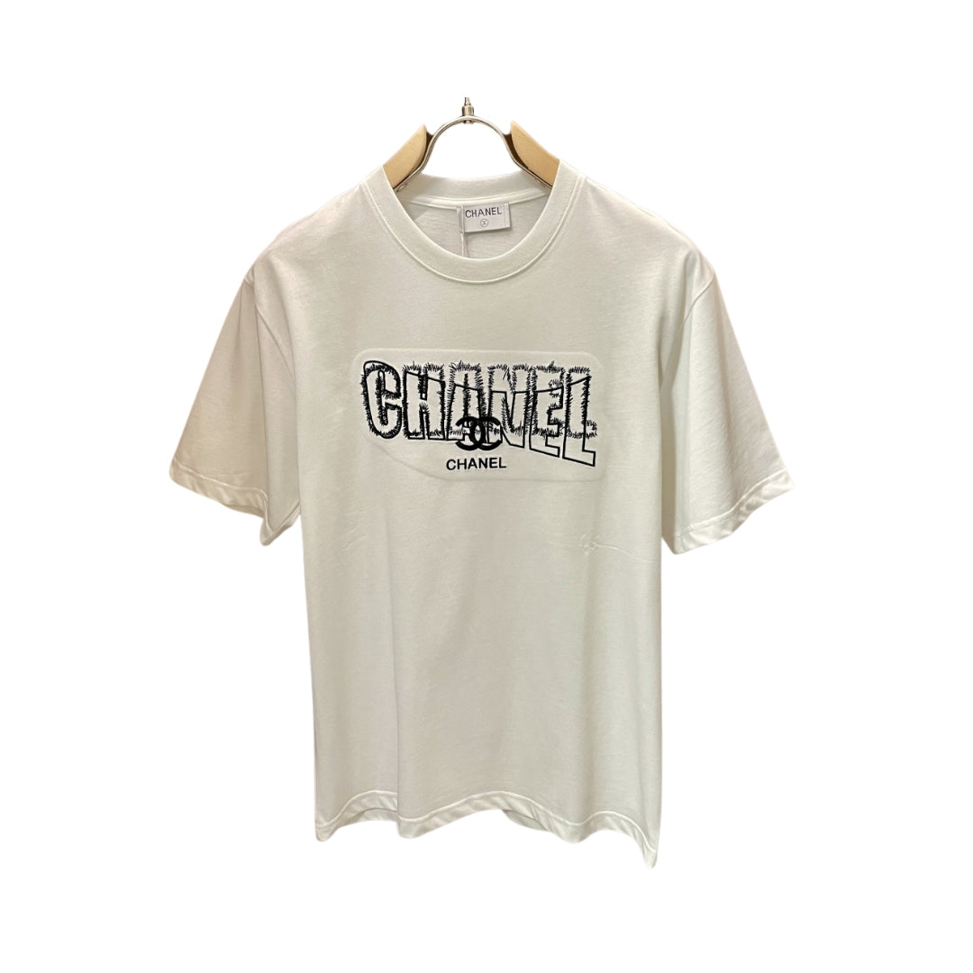Chanel White Cotton Graphic Logo T-Shirt