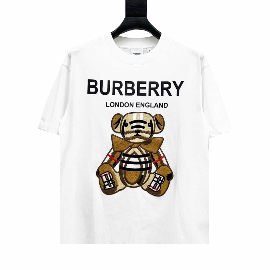 Burberry — Teddy Bear Embroidered Logo T-Shirt — White