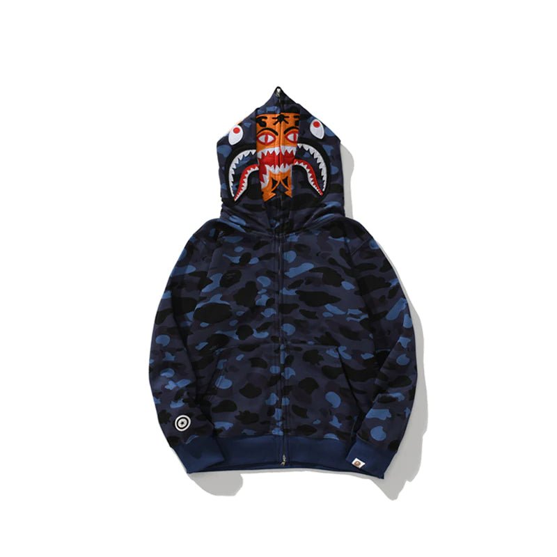 BAPE Color Camo Tiger Shark Wide Hoodie