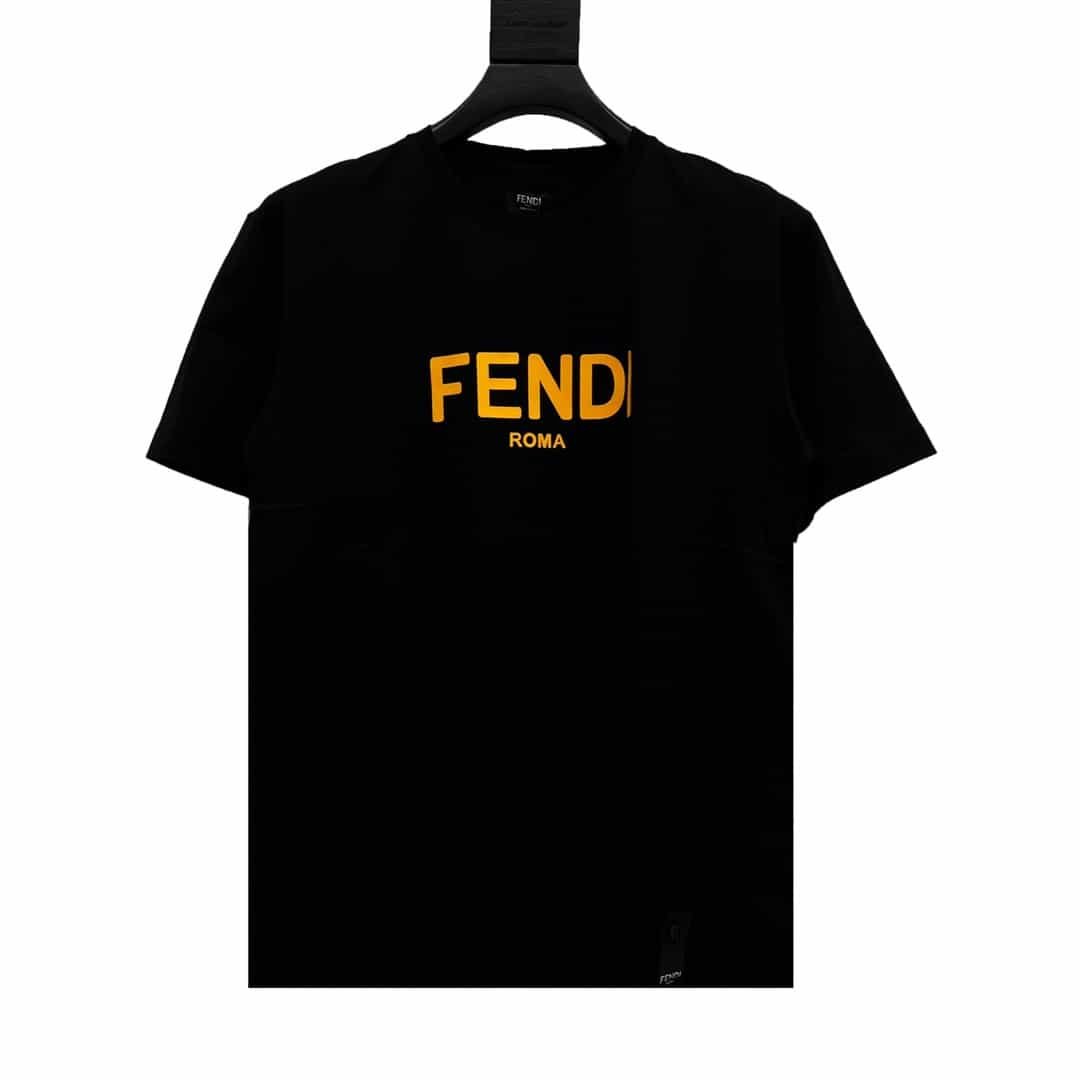 Fendi Black & Yellow Logo T Shirt