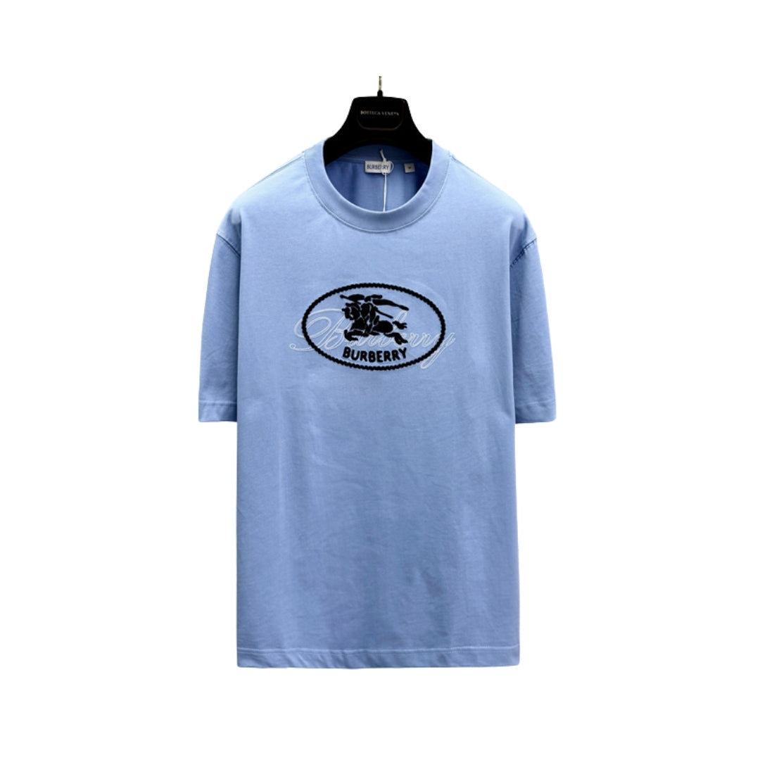 Burberry — Embroidered Crewneck T-Shirt — Blue