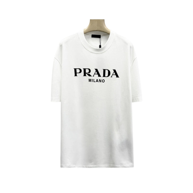 Prada White Cotton Logo Print T-Shirt