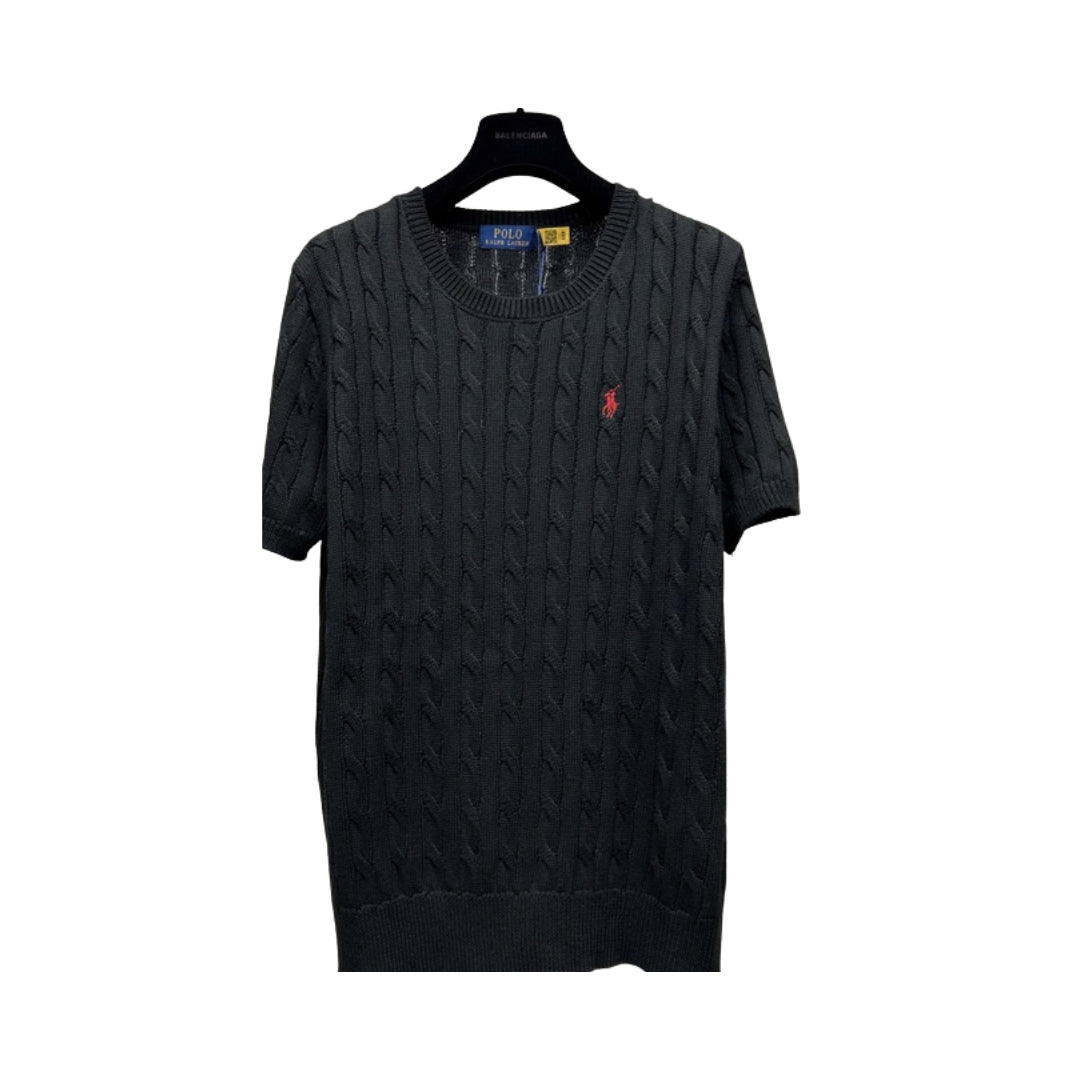 Ralph Lauren Navy Cable Knit Short Sleeve Top