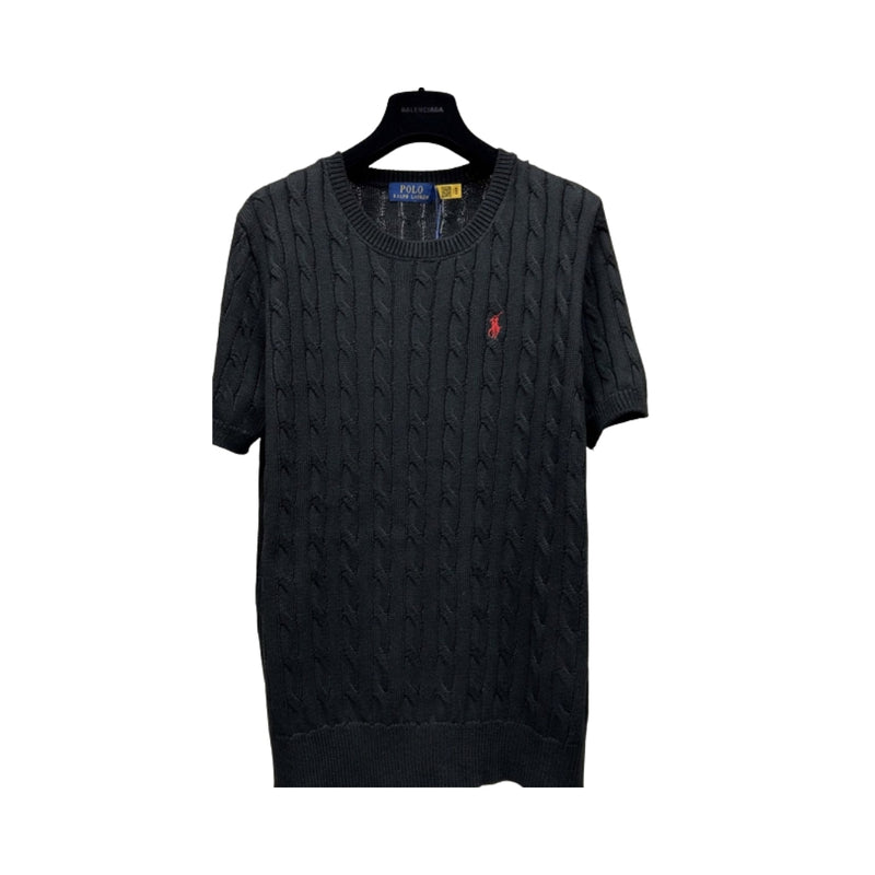 Ralph Lauren Navy Cable Knit Short Sleeve Top