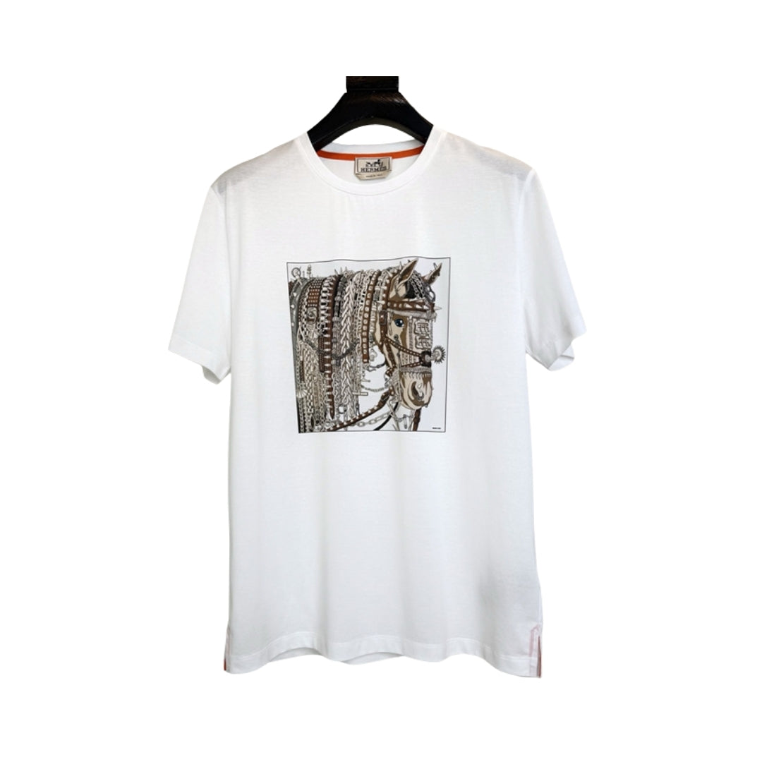 Hermès White Crewneck Graphic Print T-Shirt